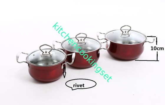 Nahrungsmittelgrad-Küche, die Satz mit Edelstahl Glasdeckel-buntem Shells 201# kocht