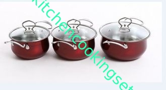 Nicht Stock-rote Töpfe und Wannen eingestellt für Induktionsherd-professionellen eleganten Entwurf