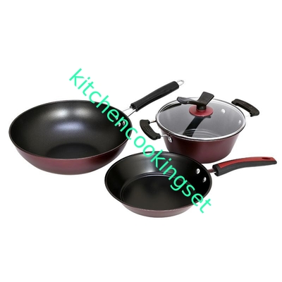 Nahrungsmittelgrad-Nonstick Kochgeschirr-Satz mit Griff-Spiegel-fertiger Oberfläche